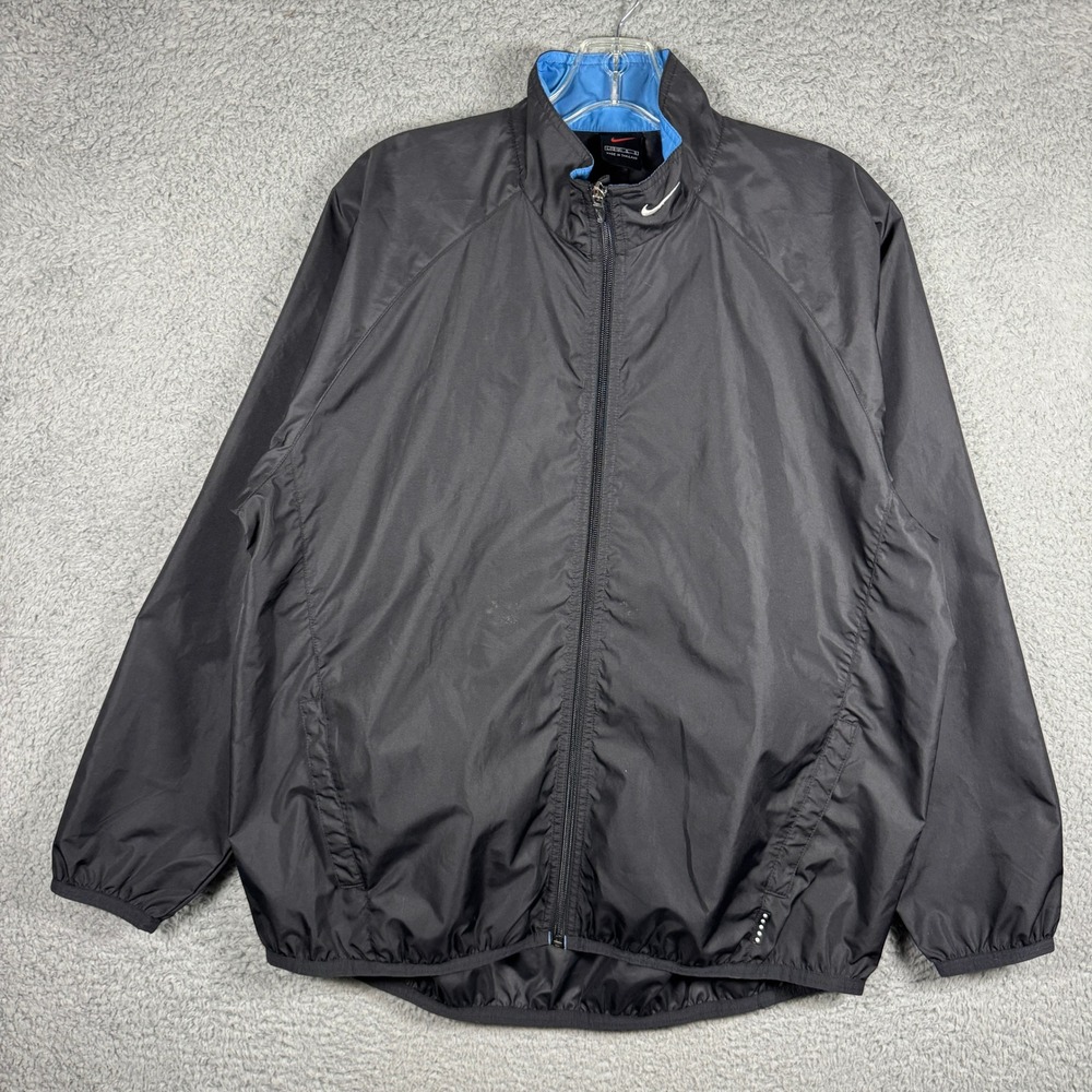 Vintage Nike Men Full Zip Windbreaker Jacket Mock Neck Mesh Lined Vented 90s Y2K